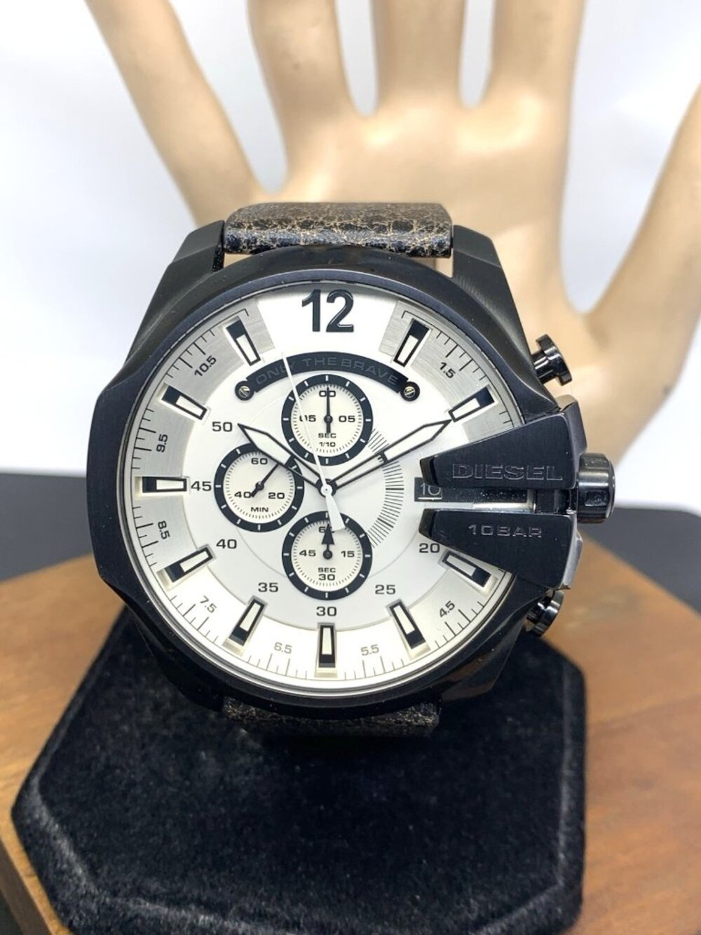 Diesel Men's Watch DZ4422 Quartz Chronograph Brown Leather Strap Oversized 52mm